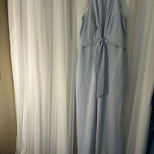 Elegant Blue Striped Jumpsuit